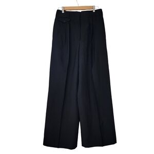 Lemaire Black 100% Wool High waist Wide Leg Trousers Pants